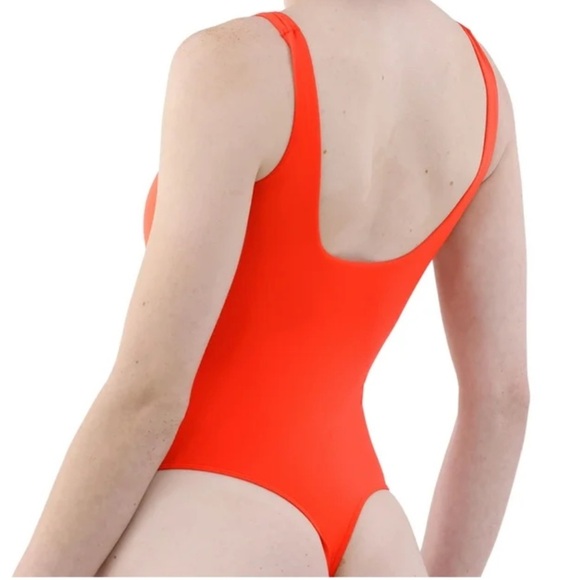 No Boundaries Bright Orange Sparkly One-Piece (XXLg) Thong Bodysuit - Picture 2 of 9